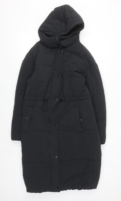 Marks and Spencer Women's Black Long Puffer Coat Size 6 Hooded Stormwear
