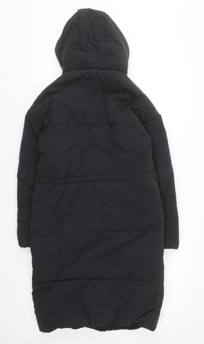 Marks and Spencer Women's Black Long Puffer Coat Size 6 Hooded Stormwear