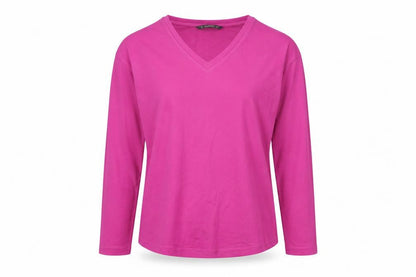 Dunnes Stores Women's Pink V-Neck Long Sleeve Basic T-Shirt XS