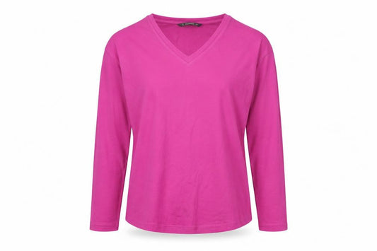 Dunnes Stores Women's Pink V-Neck Long Sleeve Basic T-Shirt XS