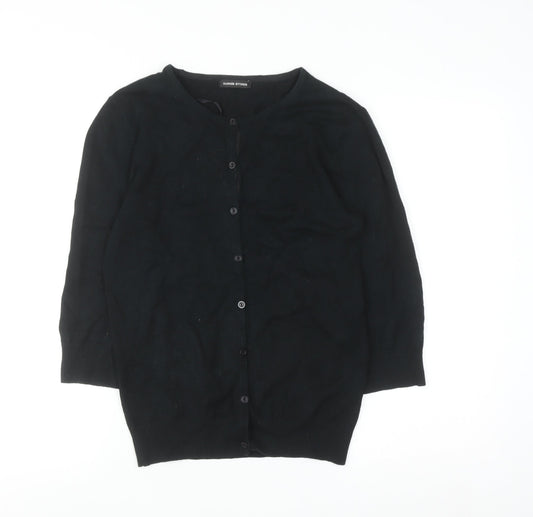 Dunnes Stores Womens Black Cotton Cardigan Size 14 Classic Knit