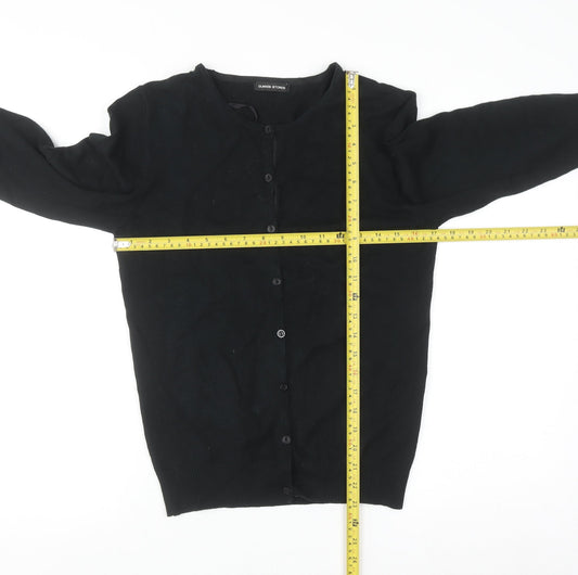Dunnes Stores Womens Black Cotton Cardigan Size 14 Classic Knit