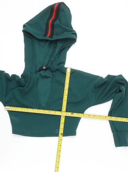 Missguided Womens Green Cropped Pullover Hoodie Size 6