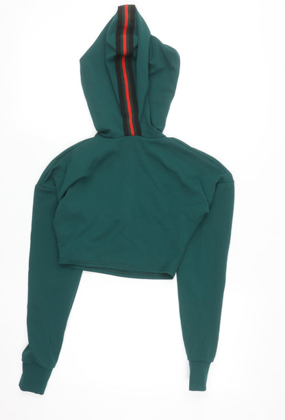 Missguided Womens Green Cropped Pullover Hoodie Size 6