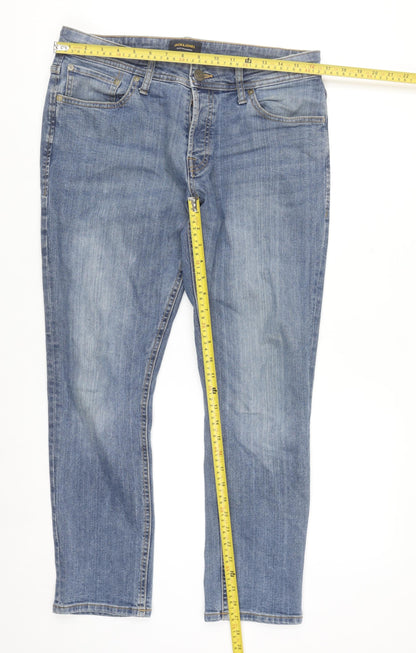 Jack & Jones Men's Blue Slim Straight Jeans 34W 30L