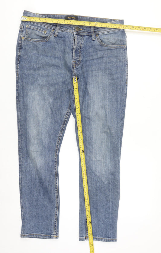 Jack & Jones Men's Blue Slim Straight Jeans 34W 30L