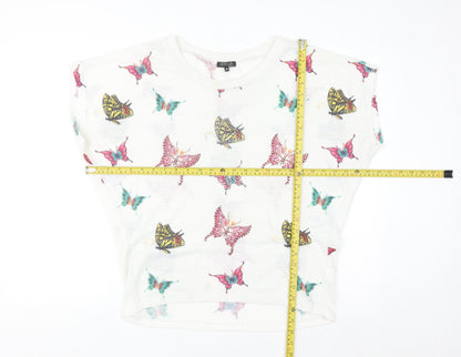 Stella Morgan Womens White Butterfly Print Pullover Jumper Size 10