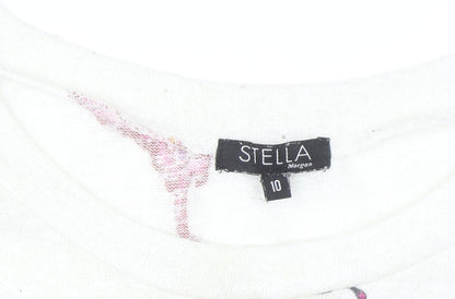 Stella Morgan Womens White Butterfly Print Pullover Jumper Size 10