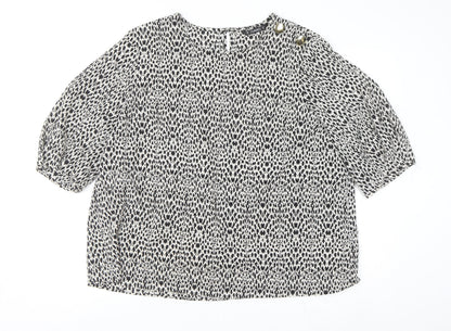 Dunnes Women’s Black Animal Print Blouse Size 20 3/4 Sleeve