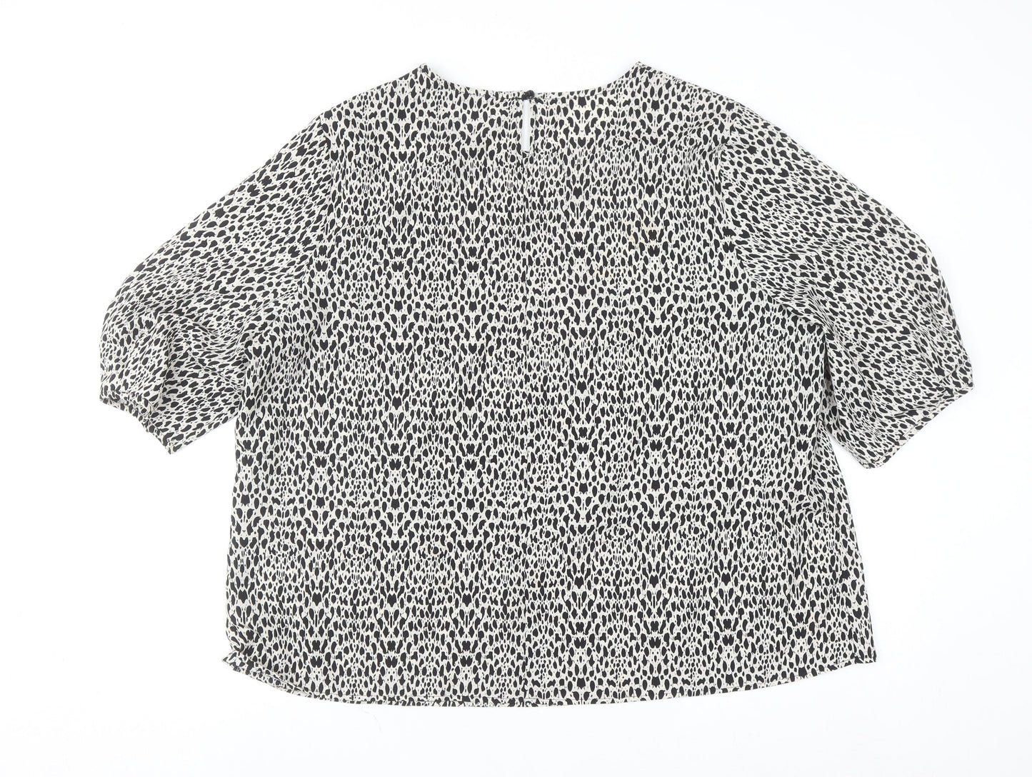 Dunnes Women’s Black Animal Print Blouse Size 20 3/4 Sleeve