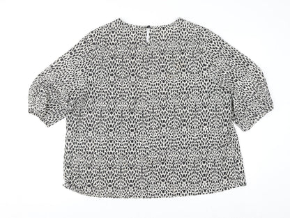 Dunnes Women’s Black Animal Print Blouse Size 20 3/4 Sleeve