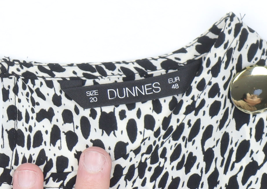 Dunnes Women’s Black Animal Print Blouse Size 20 3/4 Sleeve