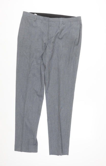 Burton Mens Grey Regular Fit Dress Trousers 34W Smart Work Pants