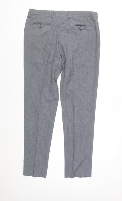 Burton Mens Grey Regular Fit Dress Trousers 34W Smart Work Pants