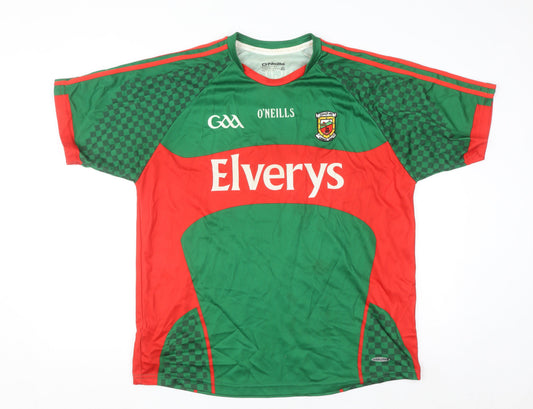 O'Neills Mens Green Red Mayo GAA XL Short Sleeve Sports T-Shirt