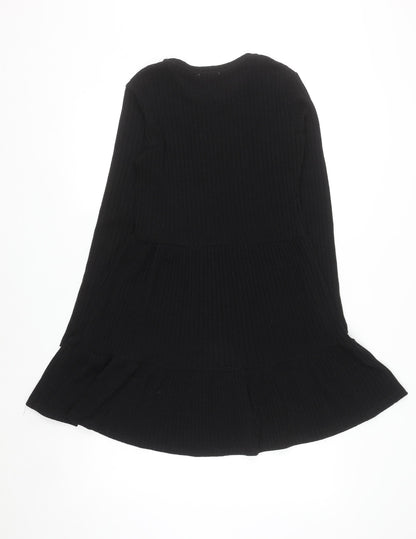 Zara Women Black Long Sleeve Skater Dress Size S
