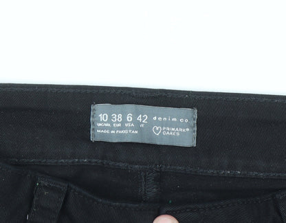 Primark Women Black Straight Leg Denim Jeans Size 10 Regular Fit
