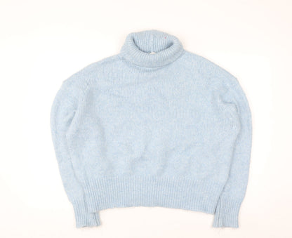 Zara Women Blue Roll Neck Long Sleeve Knit Jumper Size S