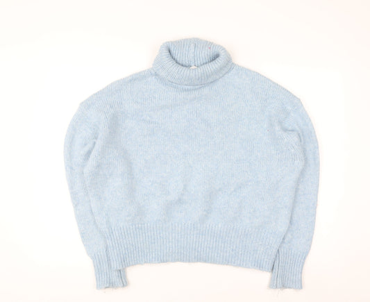 Zara Women Blue Roll Neck Long Sleeve Knit Jumper Size S
