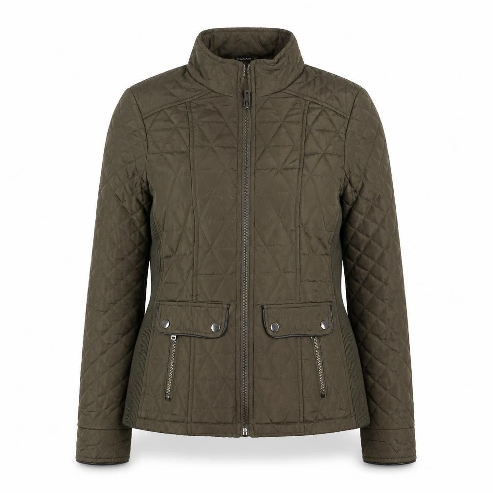 Dunnes Women Green Quilted Mid-Length Jacket Size 12