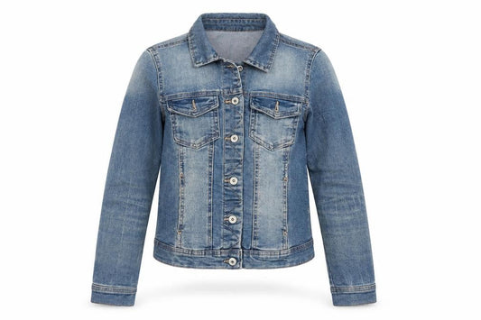 ONLY Womens Blue Denim Cropped Jacket Size 6 Casual Classic Style