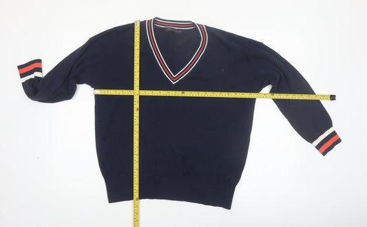 Marks and Spencer Women Blue V-Neck Cotton Jumper Size M
