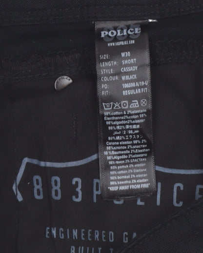 883 Police Men's Black Regular Fit Cassady Trousers W30