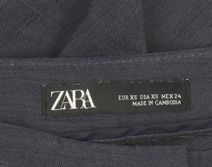 Zara Women Blue XS Slim Fit Trousers with Ruffle Pockets