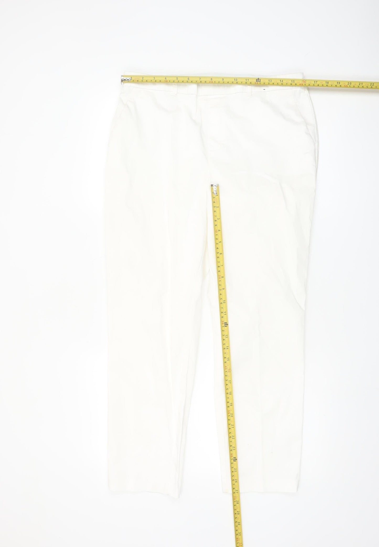 Dunnes Women’s White Chino Trousers Size 14 Cotton Blend Stretch