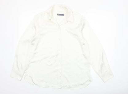 Marks and Spencer Women's Ivory Size 12 Long Sleeve Button-Up Shirt