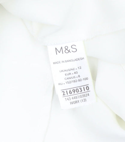 Marks and Spencer Women's Ivory Size 12 Long Sleeve Button-Up Shirt