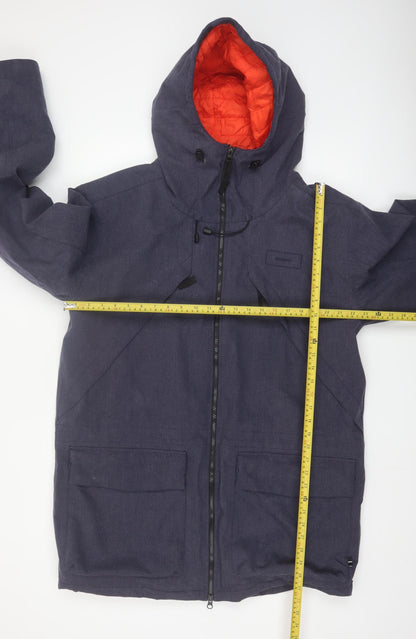 Finisterre Men's Blue Hooded Parka Jacket L Waterproof Lined Outdoor