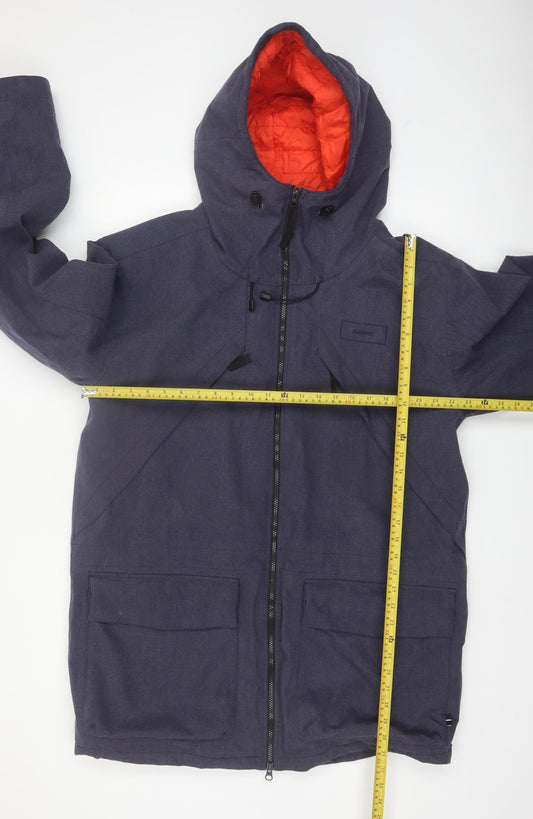 Finisterre Men's Blue Hooded Parka Jacket L Waterproof Lined Outdoor