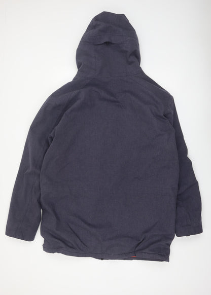 Finisterre Men's Blue Hooded Parka Jacket L Waterproof Lined Outdoor