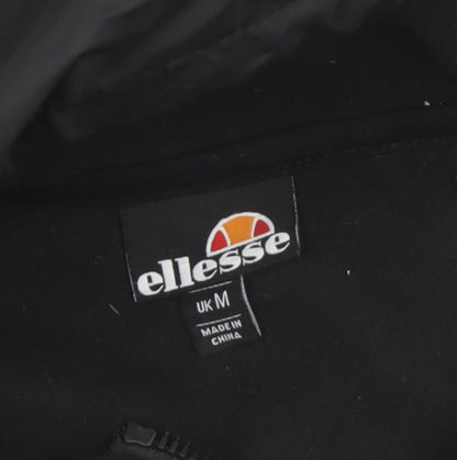 Ellesse Men’s Black Pullover Hoodie M Graphic Logo 1/4 Zip Fleece