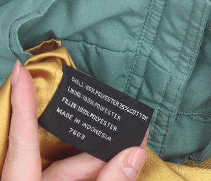 Nuage Womens Green Hooded Parka Coat Size 14 Lined Winter Jacket