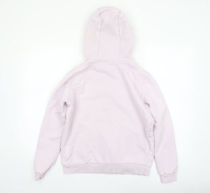 Reebok Women Pink Pullover Hoodie Small Cotton Logo Casual