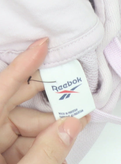Reebok Women Pink Pullover Hoodie Small Cotton Logo Casual