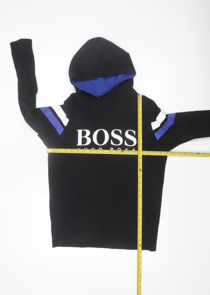 Hugo Boss Men's Black Pullover Hoodie S Logo Graphic Sweatshirt