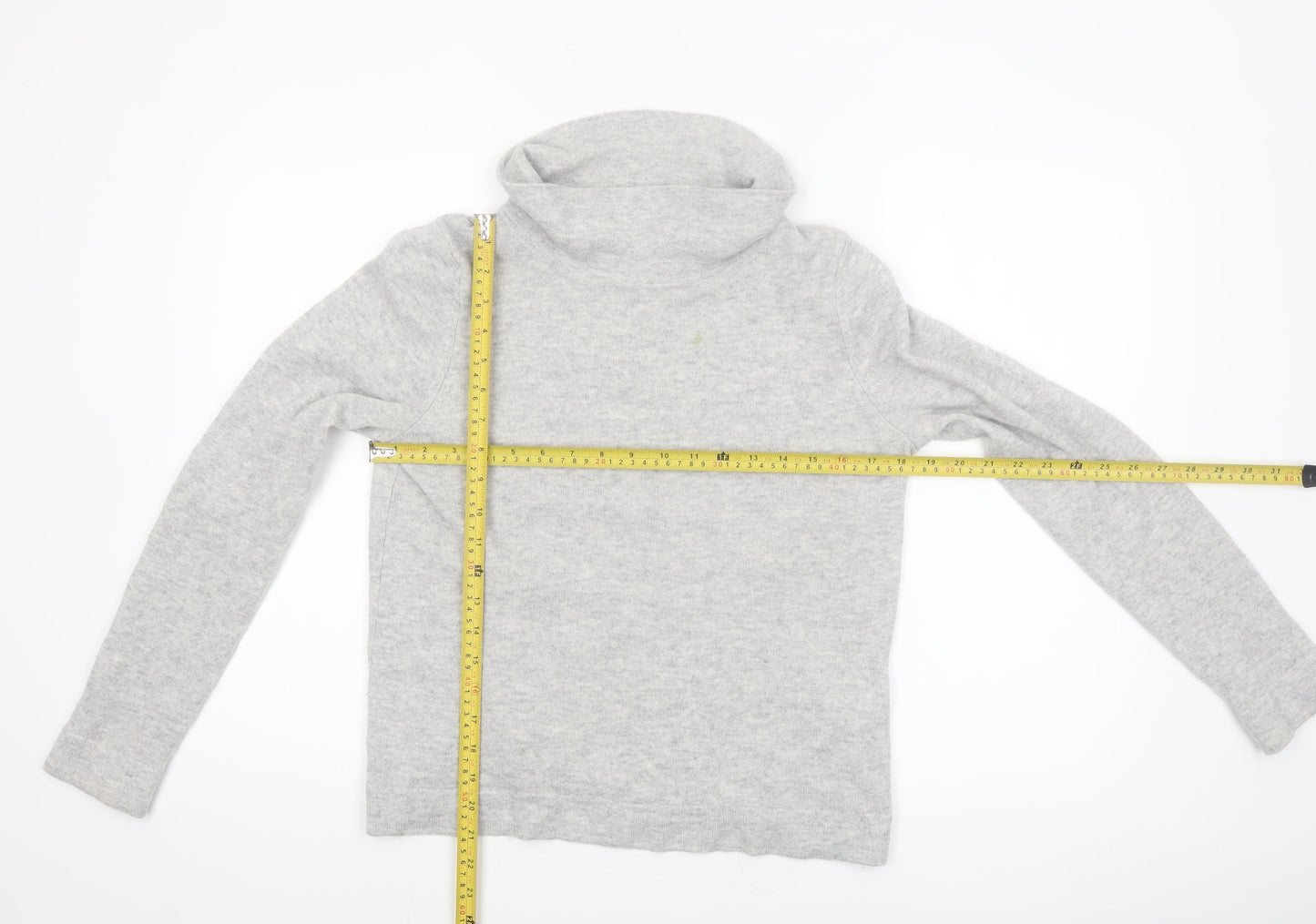 Hobbs Women Grey Roll Neck Merino Wool Cashmere Jumper M