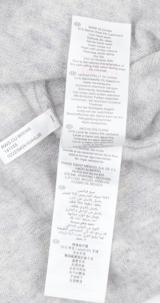 Hobbs Women Grey Roll Neck Merino Wool Cashmere Jumper M