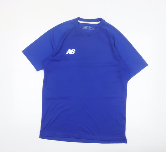 New Balance Men's Blue Athletic T-Shirt L Moisture Wicking Sports Top