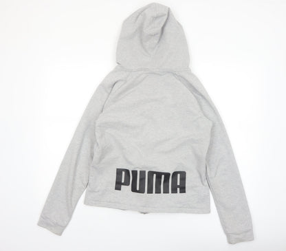 Puma Women Grey Full Zip Hoodie Size 12 Cotton Blend