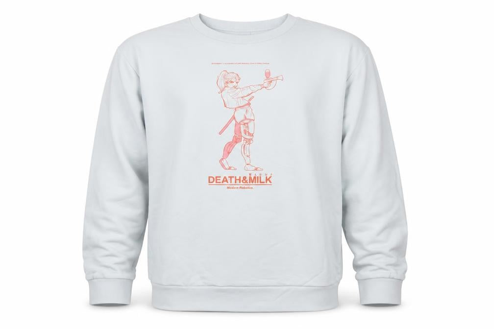 Death & Milk Men’s White Anime Graphic Sweatshirt XL