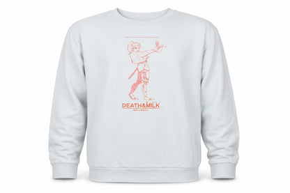 Death & Milk Men’s White Anime Graphic Sweatshirt XL