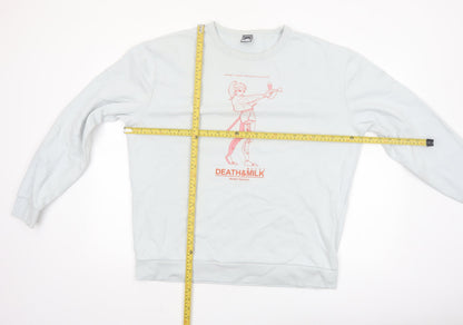Death & Milk Men’s White Anime Graphic Sweatshirt XL