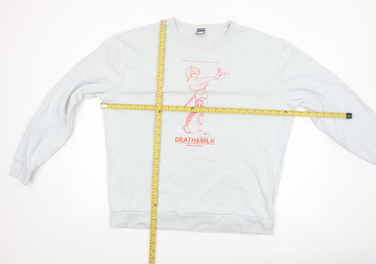 Death & Milk Men’s White Anime Graphic Sweatshirt XL