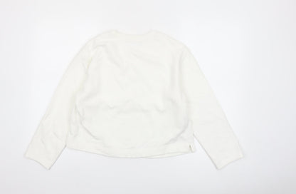 Marks and Spencer Women Ivory Pearl Embellished Pullover Sweatshirt S