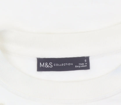 Marks and Spencer Women Ivory Pearl Embellished Pullover Sweatshirt S