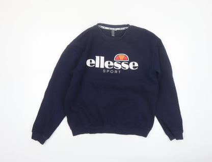 Ellesse Women Navy Blue Crew Neck Pullover Sweatshirt UK 12